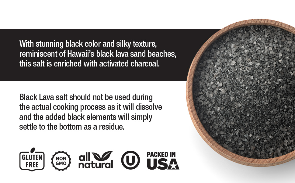 Fine Hawaiian Black Lava Sea Salt - Premium Gourmet Mineral Fortified - Natural and Kosher Certified