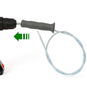 drill attachment, power drill attachment, power drill snake, powered drain snake