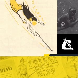 Cressi collage, featuring vintage spearfishing illustrations, archival photos, and the logo.