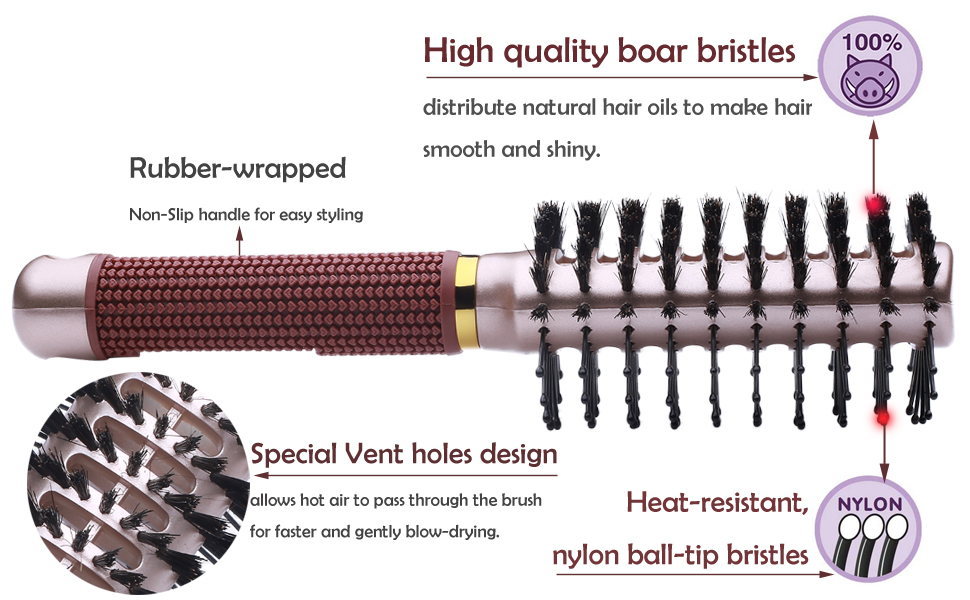Oval vented boar hair brush