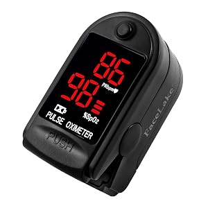 Facelake 400 Pulse Oximeter Blood Oxygen SPO2 Monitor Screen Display Adults Kids Case Batteries