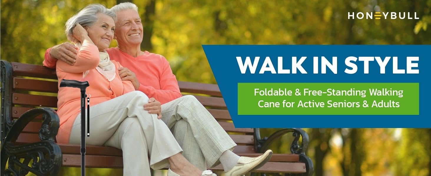 Walking Cane for Women and Men, Foldable, Adjustable, Heavy Duty, Balance