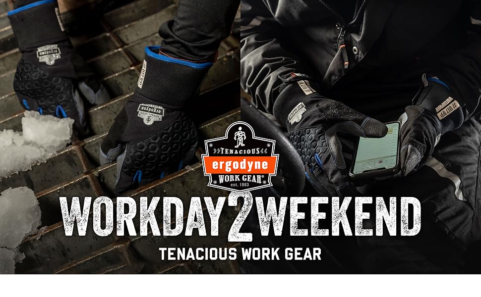 ergodyne workday2weekend tenacious work gear 817wp thermal winter work gloves waterproof