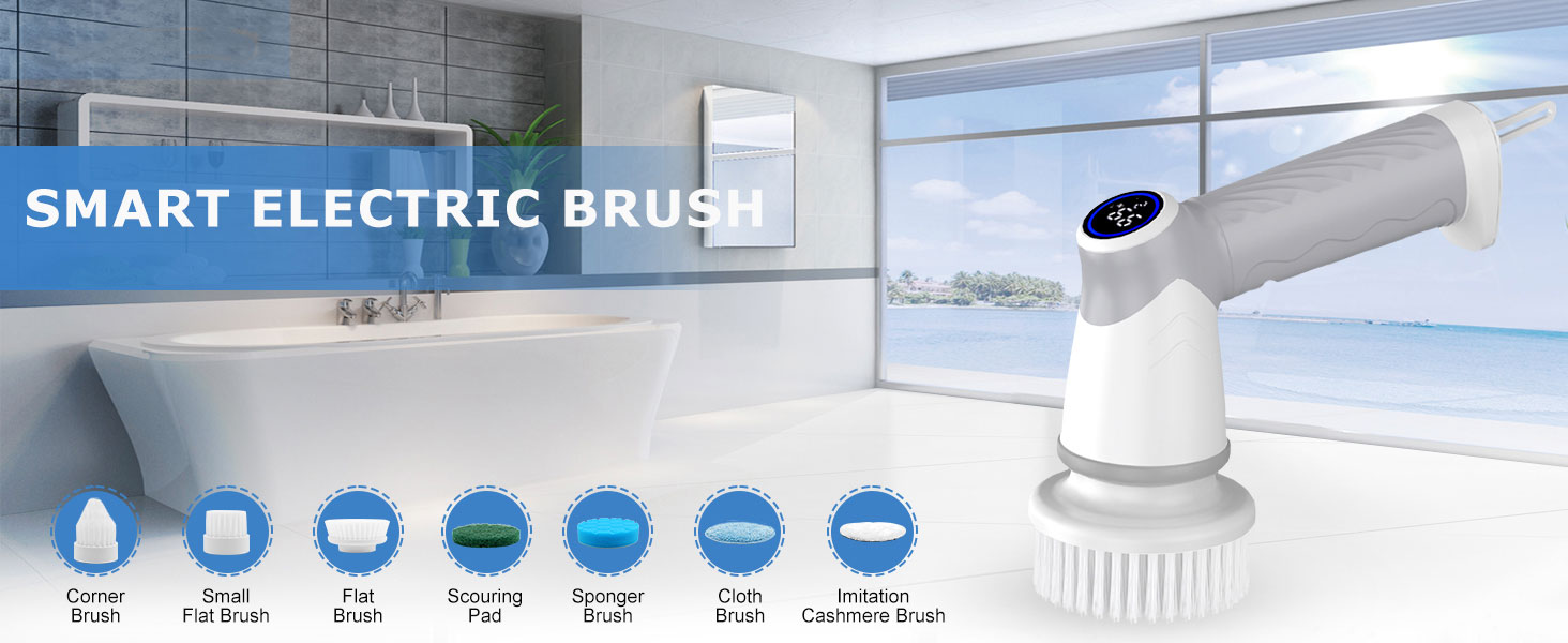 Electric Spin Scrubber, Cordless Power Scrubber &amp;amp;amp; Electric Cleaning Brush