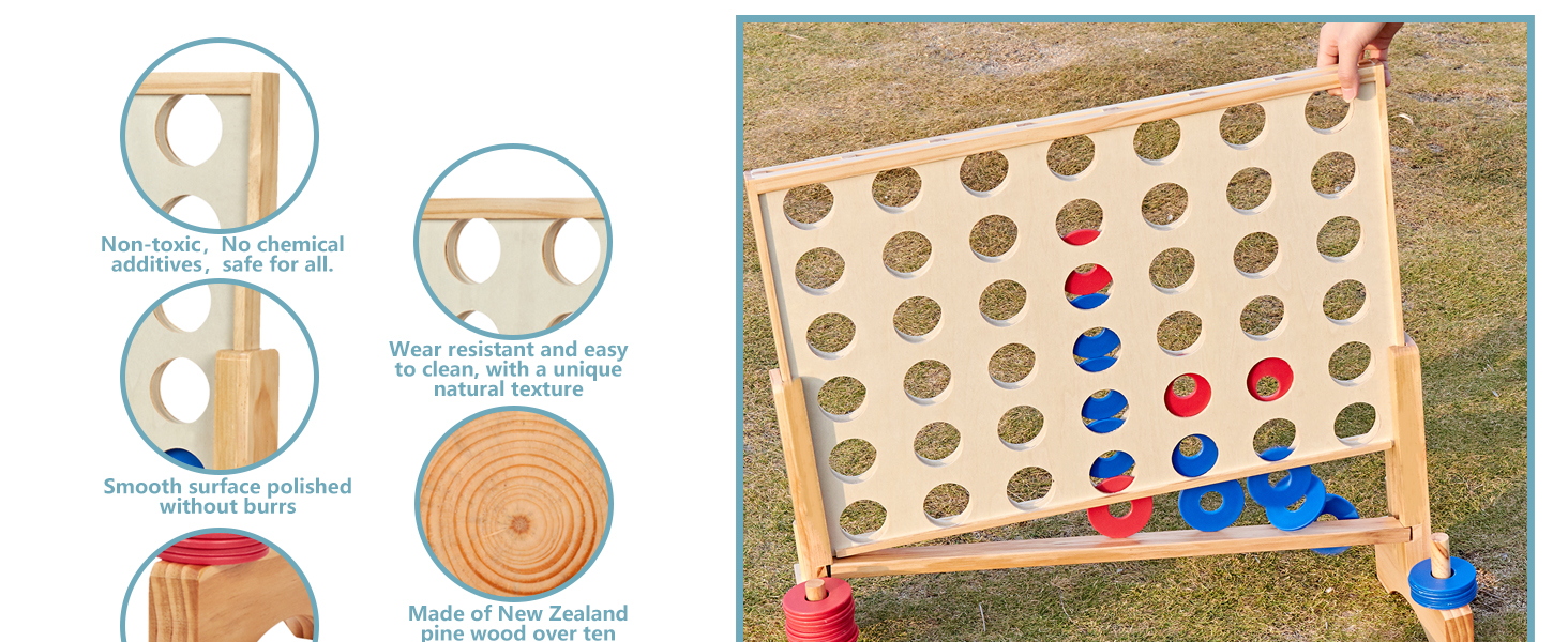 yard games with pontyard connect 4,non-toxic, smooth surface, 30mm thickened leg