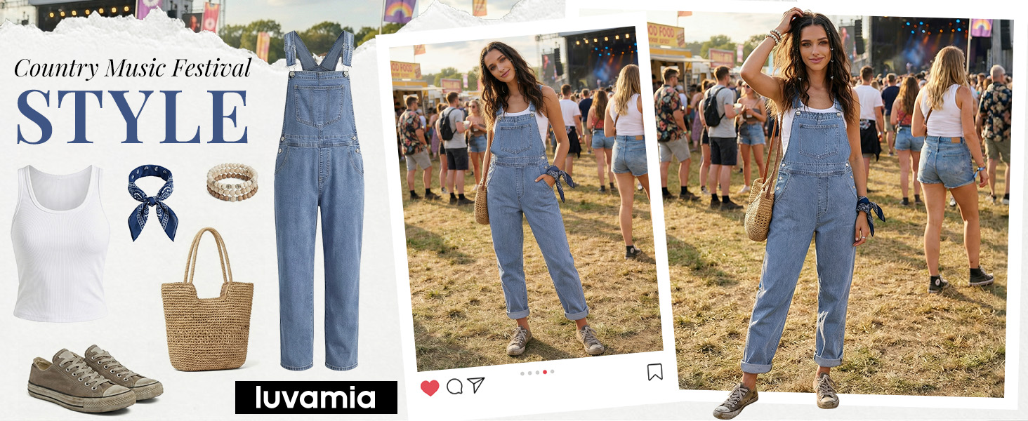 loose fit denim overalls for women country concert outfits jean jumpsuits for women trendy
