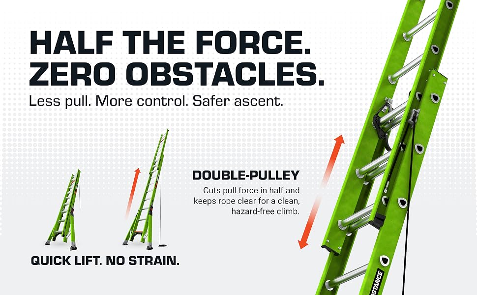 The double-pulley system allows you to lift with no strain.