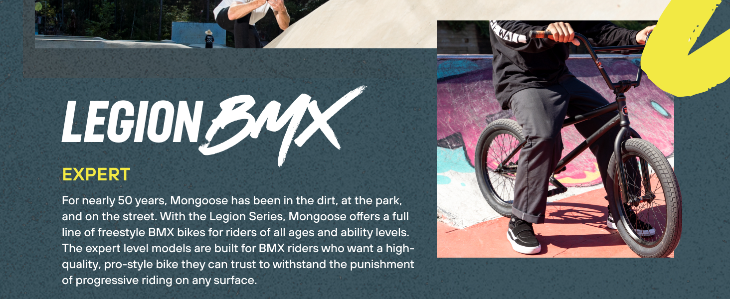 Legion BMX expert with copy about the bike tire blue dirt adults wheels