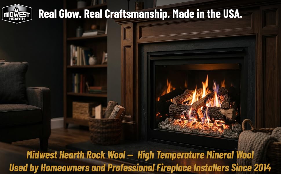 Midwest Hearth Rock Wool with Glowing Ember Effect