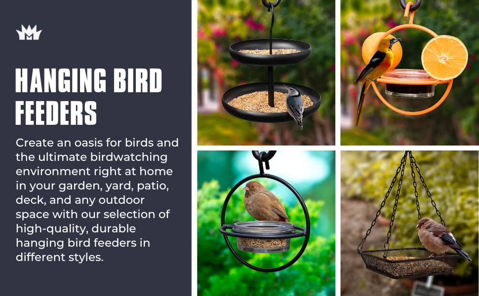 monarch abode metal hanging bird feeders, outdoor decor for birdwatchers, nature lovers