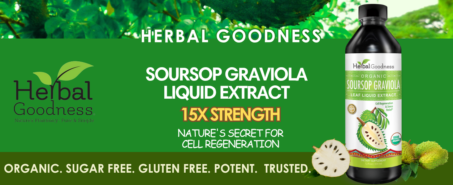 Soursop bitters liquid, Herbal Goodness Soursop, Soursop leaves, Chlorophyll liquid drop