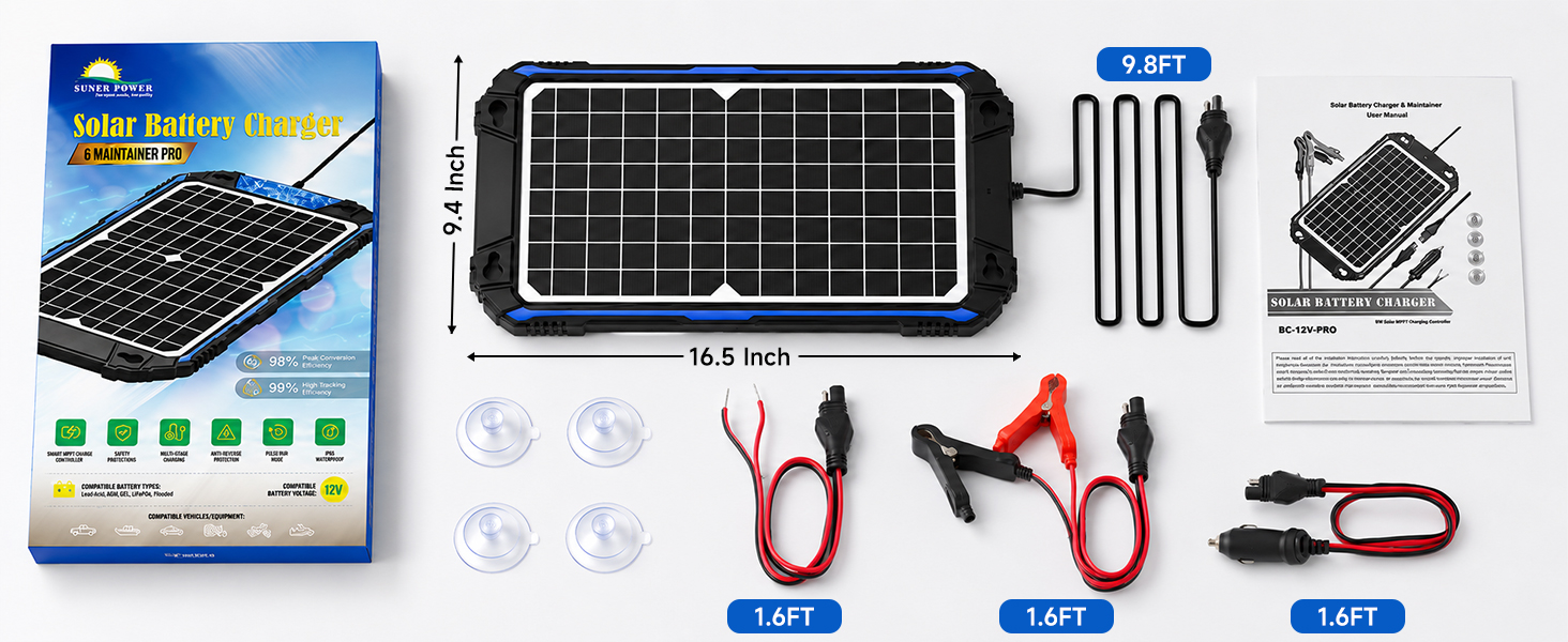 solar 12v battery charger maintainer