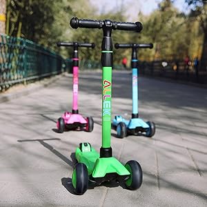 allek scooter B03 green blue pink purple kick push 3 wheel flashing full cover easy disassemble