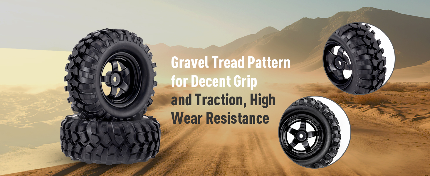 Gravel Tread Pattern for Decent Grip and Traction, High Wear Resistance