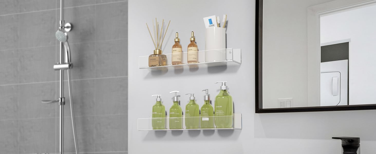 acrylic wall shelves for bathroom