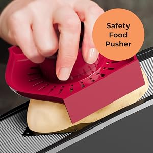 MuellerLiving Mandoline Slicer V-Pro 5 Blade safety food pusher