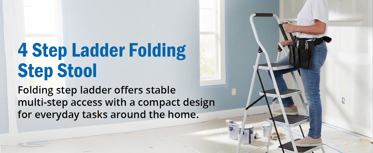 4 step folding ladder compact stable multi step access for home tasks