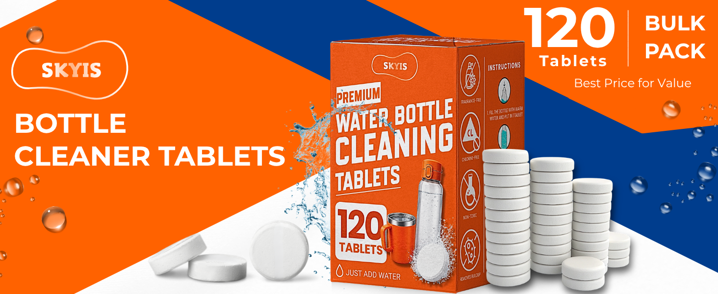 Water bottle cleaning tablets