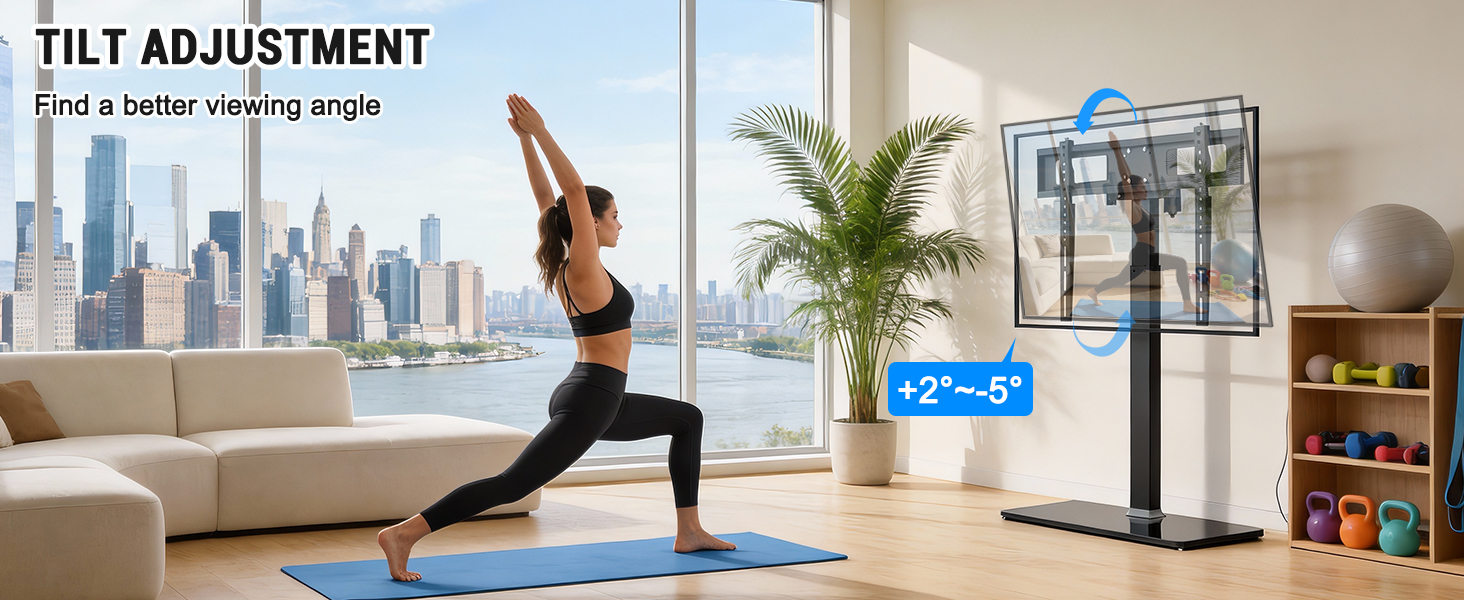 XINYAO universal tv stand base offers forward and backward pitch adjustment function -2° down to +5°