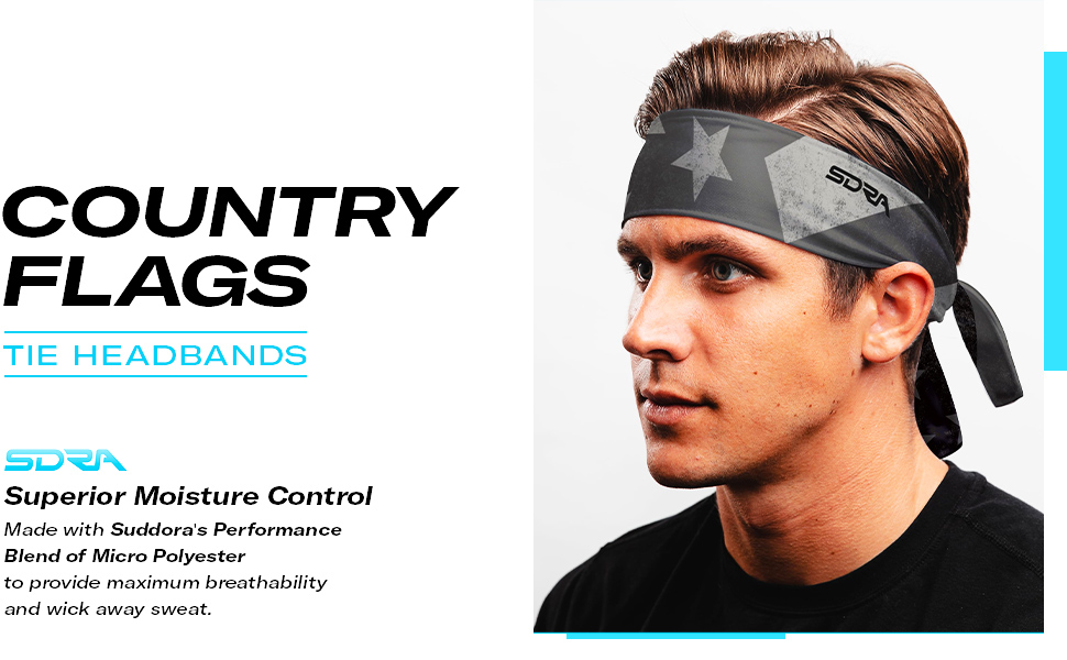 Suddora Country Flag Tie Headband with National Flag Breathable Sweatband for National Sports Events