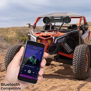 Pyle Marine ATV Powered Speakers - 4.0 Wireless Bluetooth, 1000Watt, Color Changing LED Lights,