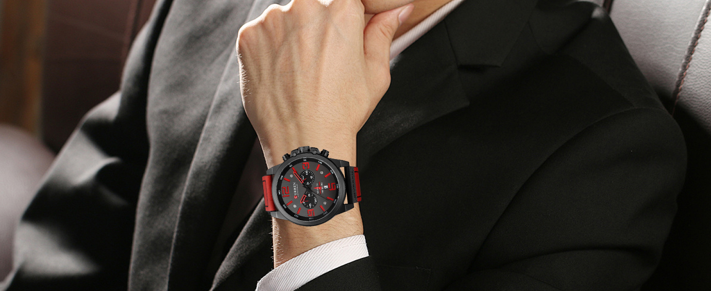 Mens Sport Military Analog Quartz Watch Classic Chronograph