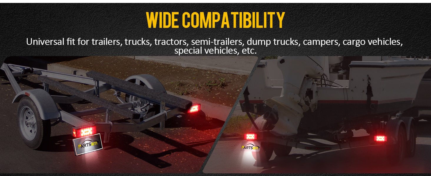 partsam 12v led submersible low profile rectangular trailer lights