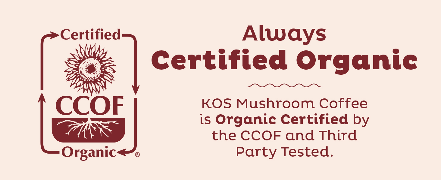 KOS Mushroom Coffee - USDA Certified Organic - Dark Chocolate Mocha Flavor - Mushroom Coffee Latte