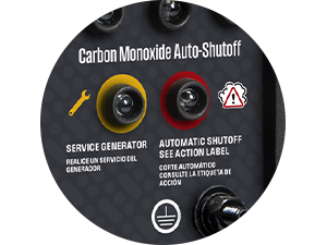 Closeup of the carbon monoxide auto-shutoff on the iGen1500c portable generator.
