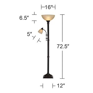 Regency Hill Garver 72 1/2" Bronze Side Light Torchiere Floor Lamp