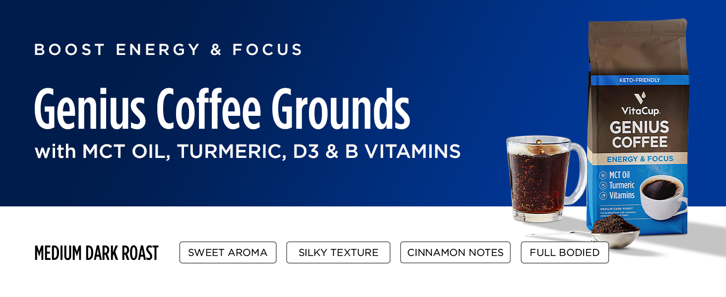 Keto Coffee ground coffee grind grounds mct turmeric vitamins b12 d3 b1 b5 b6 b9