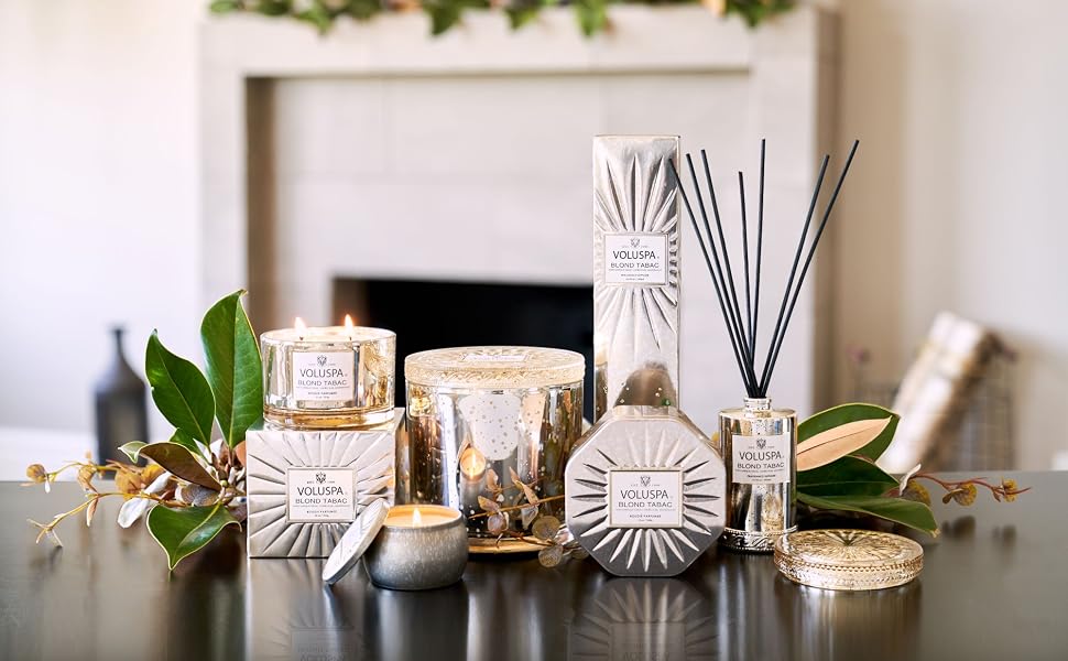 Blond Tabac fragrance collection in a living room