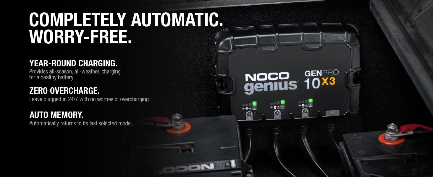 NOCO Genius GENPRO10X3, 3-Bank, 30A, Smart Marine Charger, 12V Onboard Battery Charger, Maintainer