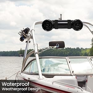 Pyle Marine ATV Powered Speakers - 4.0 Wireless Bluetooth, 1000Watt, Color Changing LED Lights,