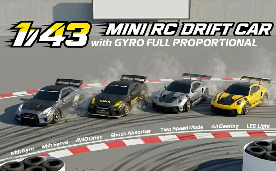 mini rc drift car with gyro 1/43