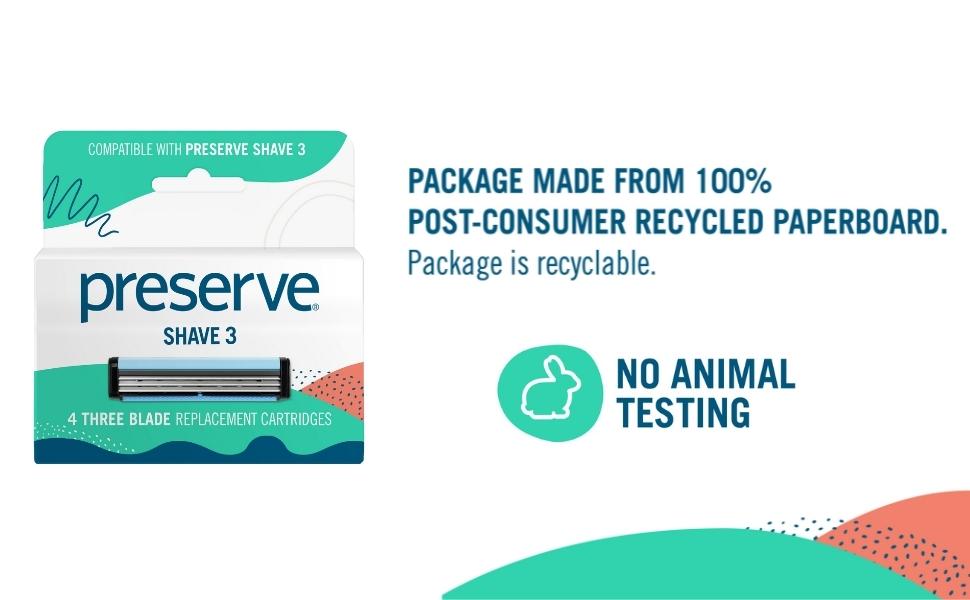 Shave 3 replacement cartridges recyclable package