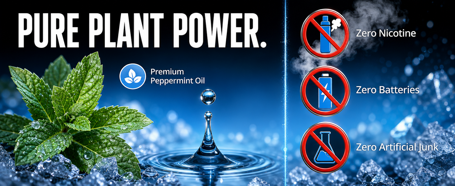 Peppermint oil aromatherapy inhaler with zero nicotine, batteries, or artificial junk