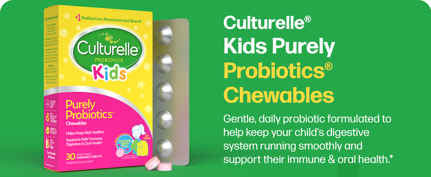 Berry-flavored chewables for kids’ digestive health and immune support