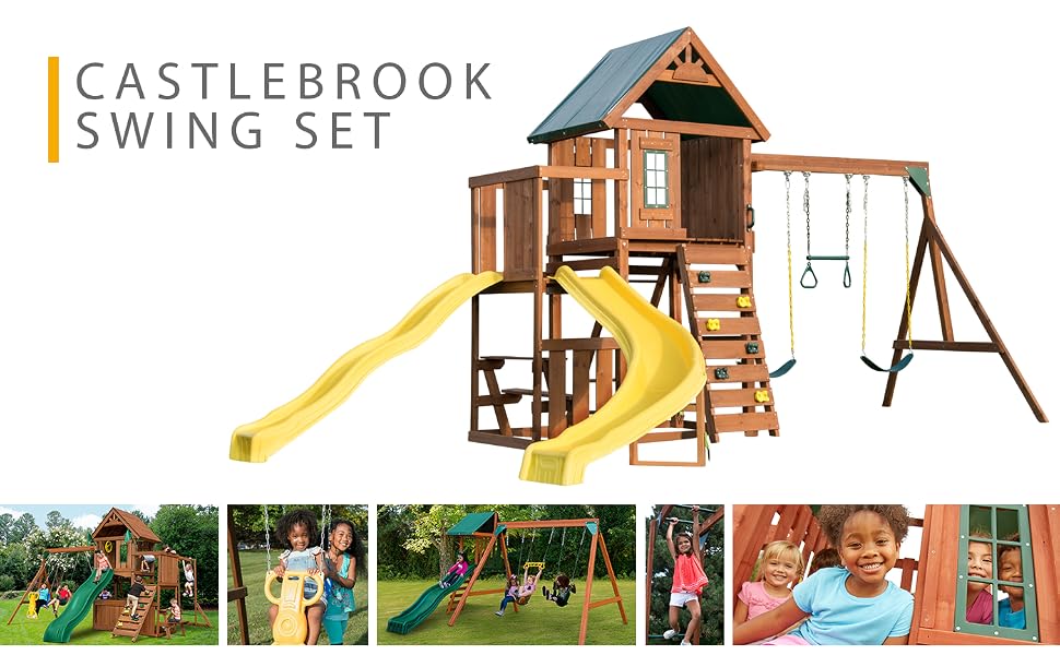 wooden swing set, wooden playset, swing set for kids, backyard swing set, outdoor swing set