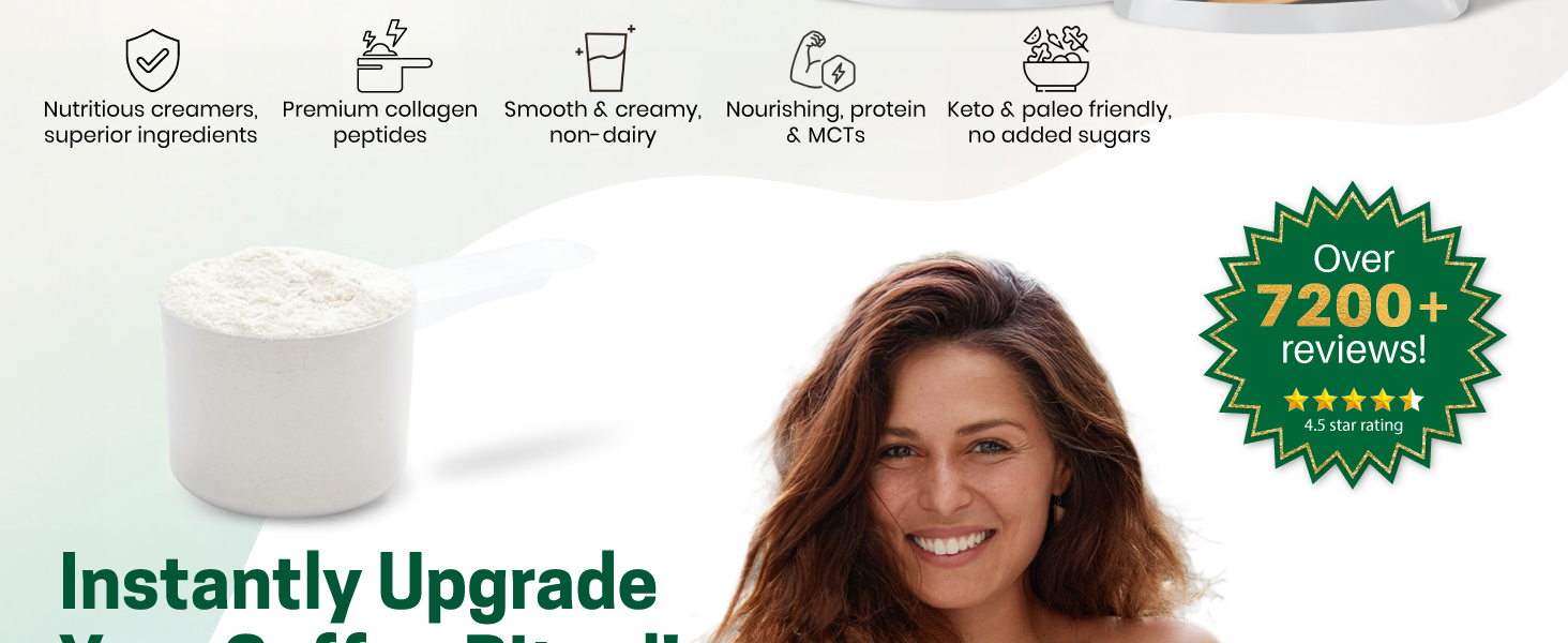 Collagen MCT Oil Creamer, Nutrient-Packed Vanilla Creamer for Cooking &amp; Baking, Gluten Free, Non-GMO