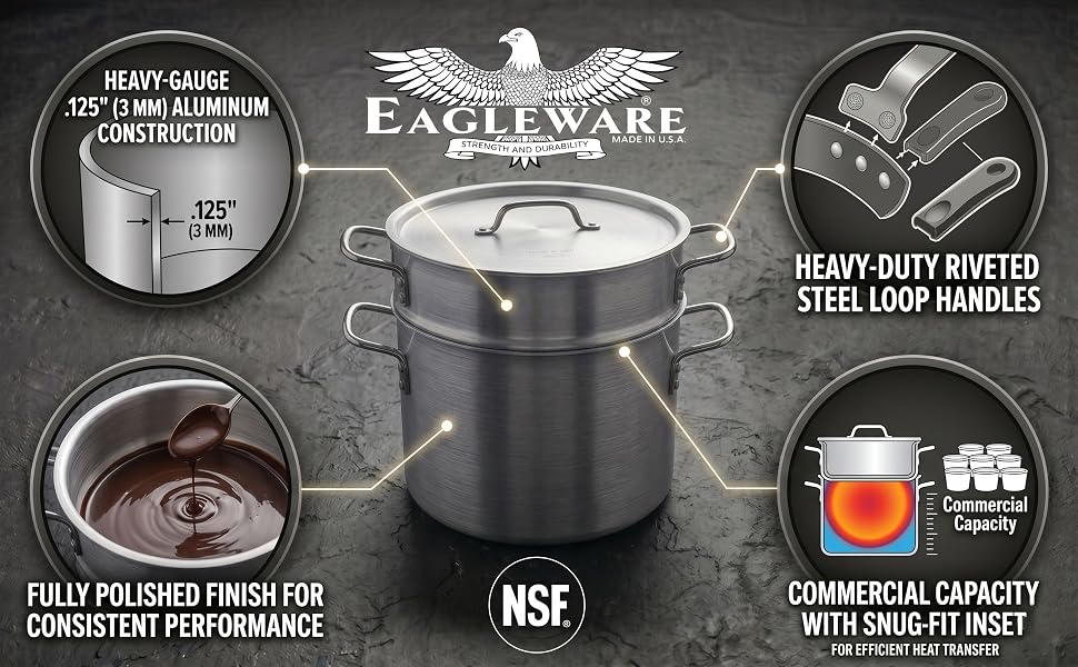 Eagleware Aluminum Double Boilers Infographic
