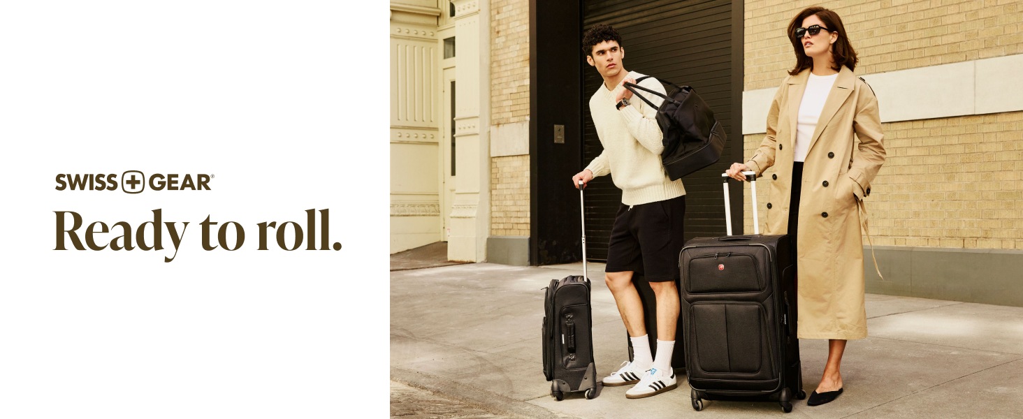 SwissGear Sion softside spinner suitcase, ready to roll