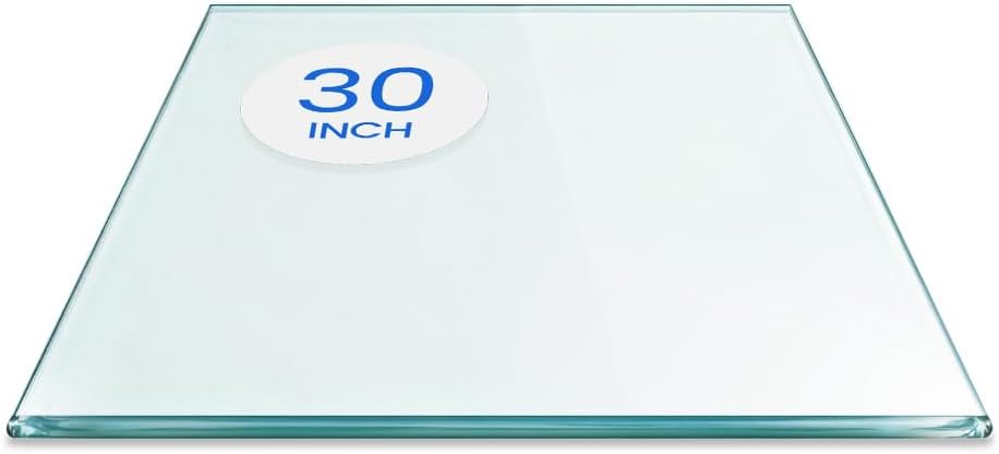 16 inch Square Glass Table Top - Tempered - 1/2" Thick Glass Surface, Safe Beveled Edge, Eased Corners, Multipurpose for Dining Table, Patio, Coffee and End Table