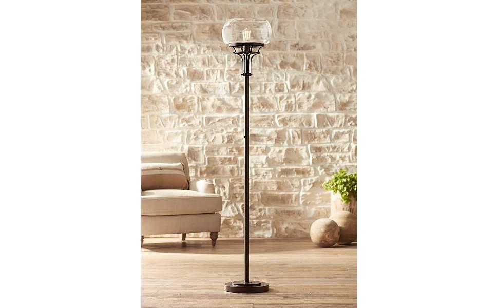 Charleston 72 1/2&amp;#34; Industrial Bronze Torchiere Floor Lamp