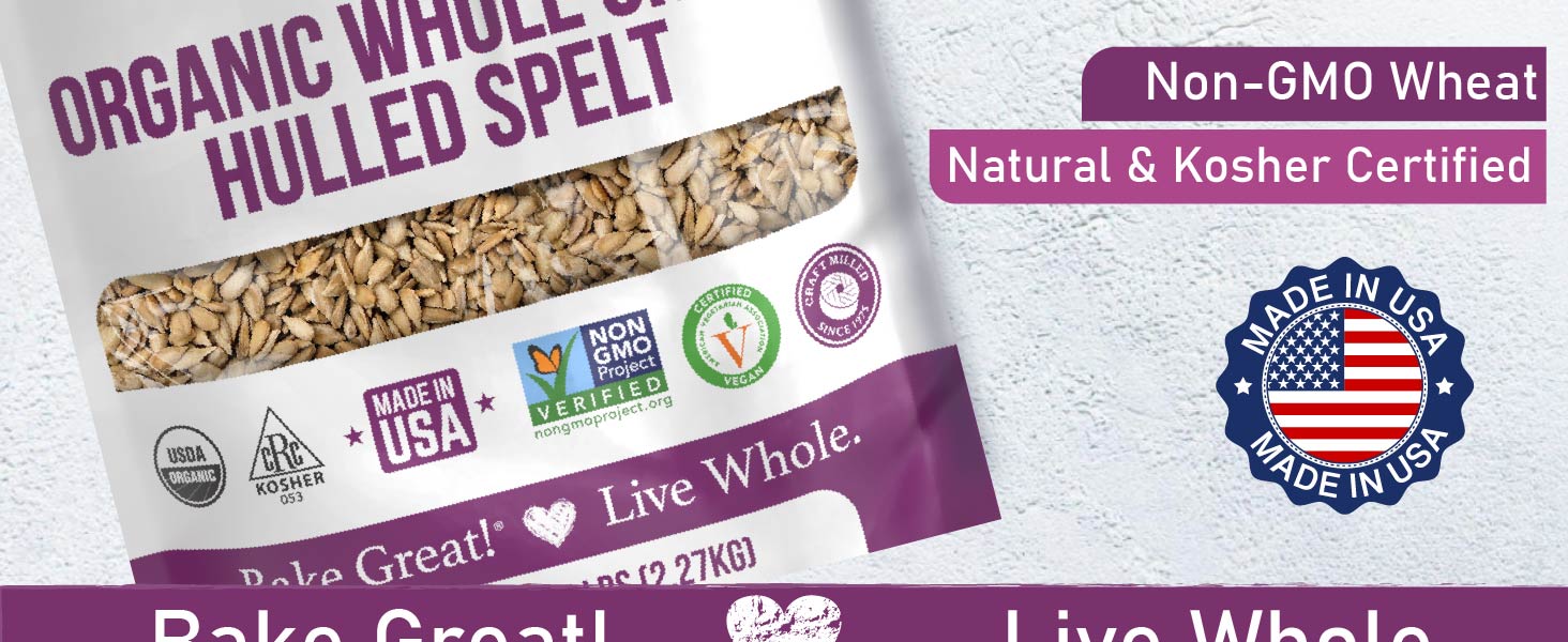 Non-GMO Wheat Berries Natural and Kosher Certied Spelt Grain