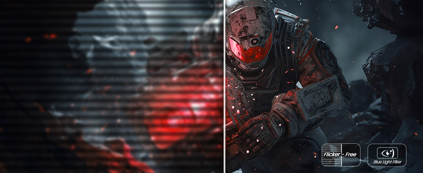 FreeSync technology reduces screen tearing and stuttering, ensuring smoother, more fluid visuals