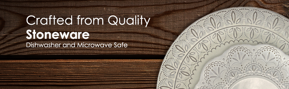 embossed stoneware dinnerware dish set microwave dishwasher safe 16 piece dining dinner set for 4