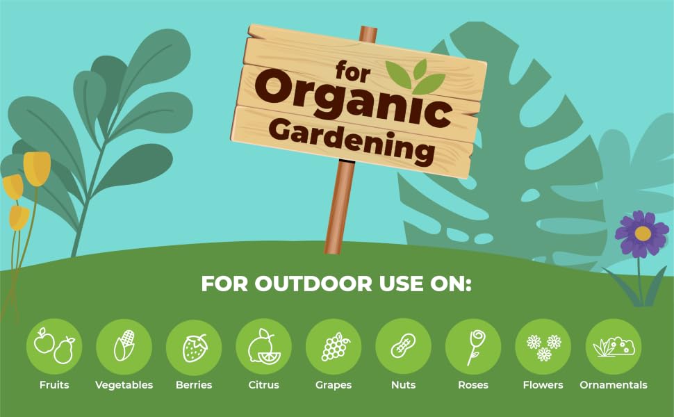 For organic gardening, Deadbug Brew can be applied to a variety of outdoor plants for pest control