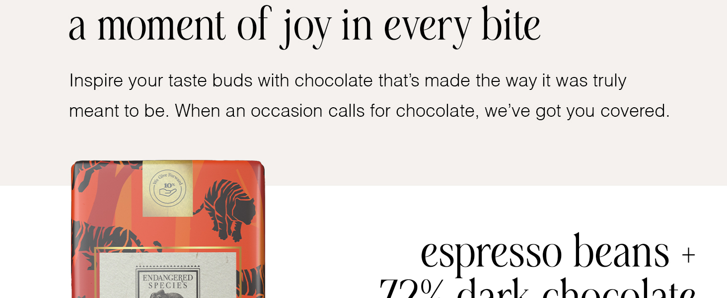 Endangered Species Dark Chocolate Candy Bars 72% COCOA