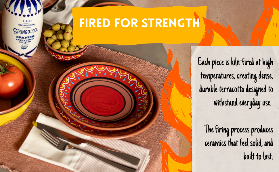High-fire ceramic set, chip-resistant dinnerware, toxic-free serving bowls, oven-to-table pottery